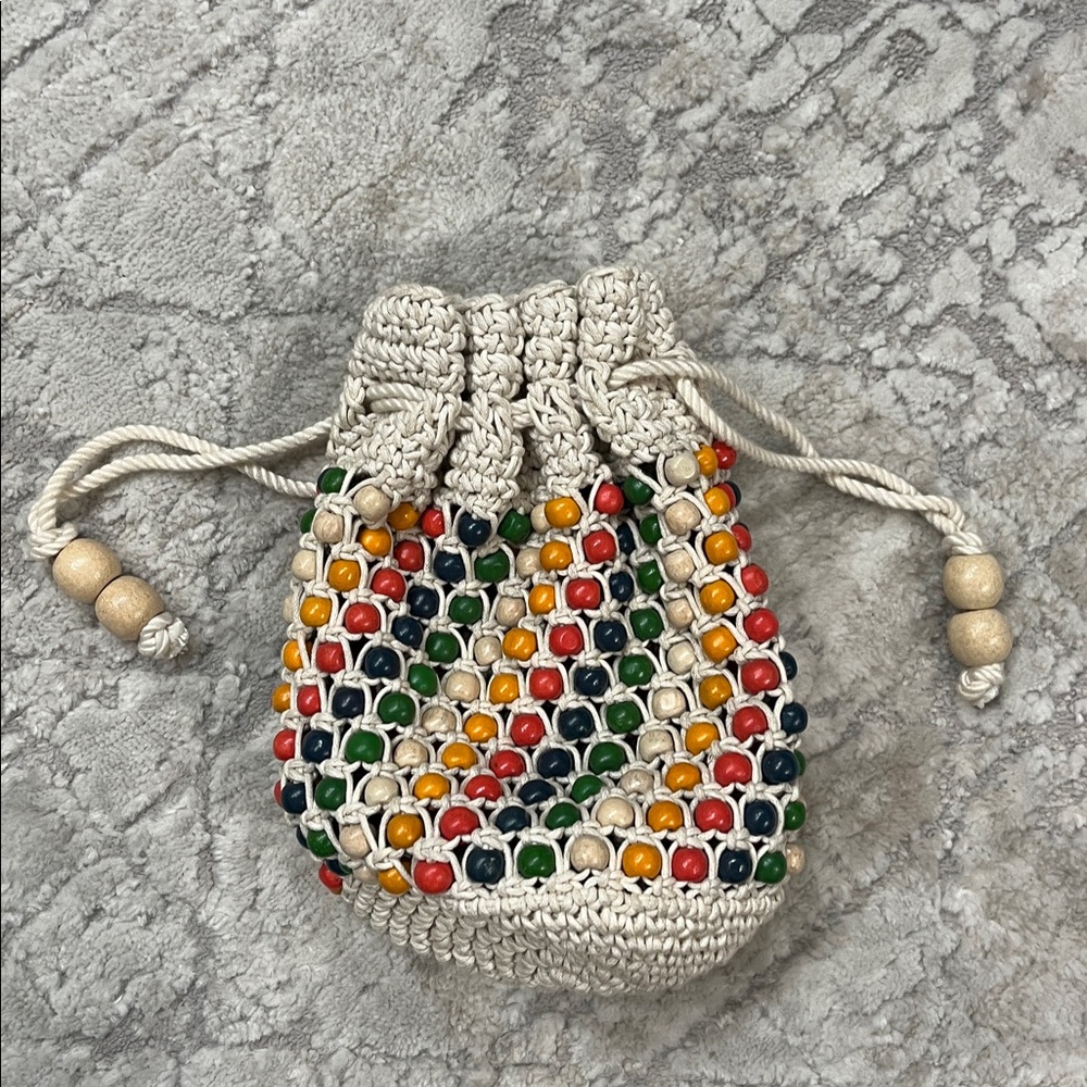Madewell Beaded crocheted drawstring bag